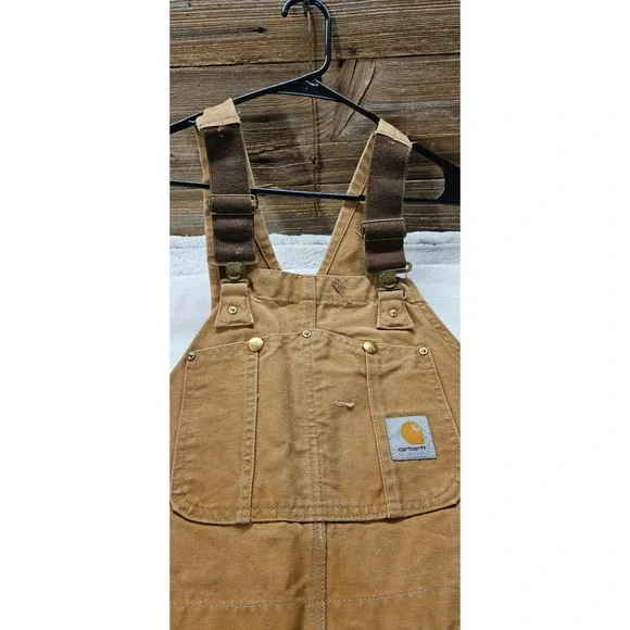 Carhartt Mens Duck Bib Overalls Double Knee Work Pants Brown R01 BRN 30 Inseam - Picture 6 of 9